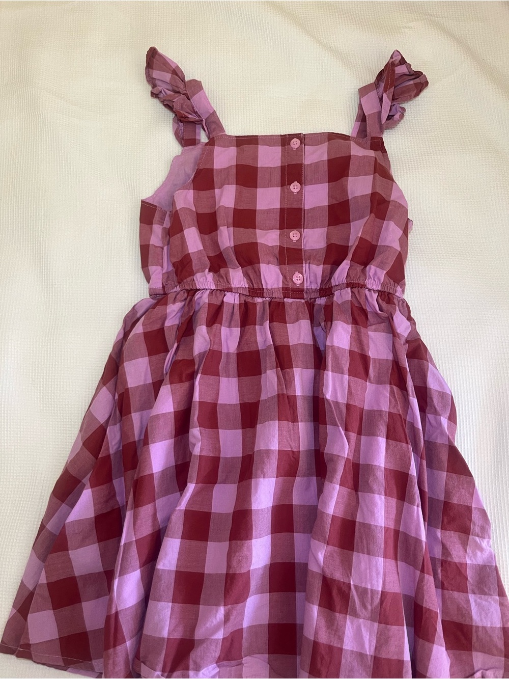 Pink and Purple Gingham Sundress with Ruffle Straps